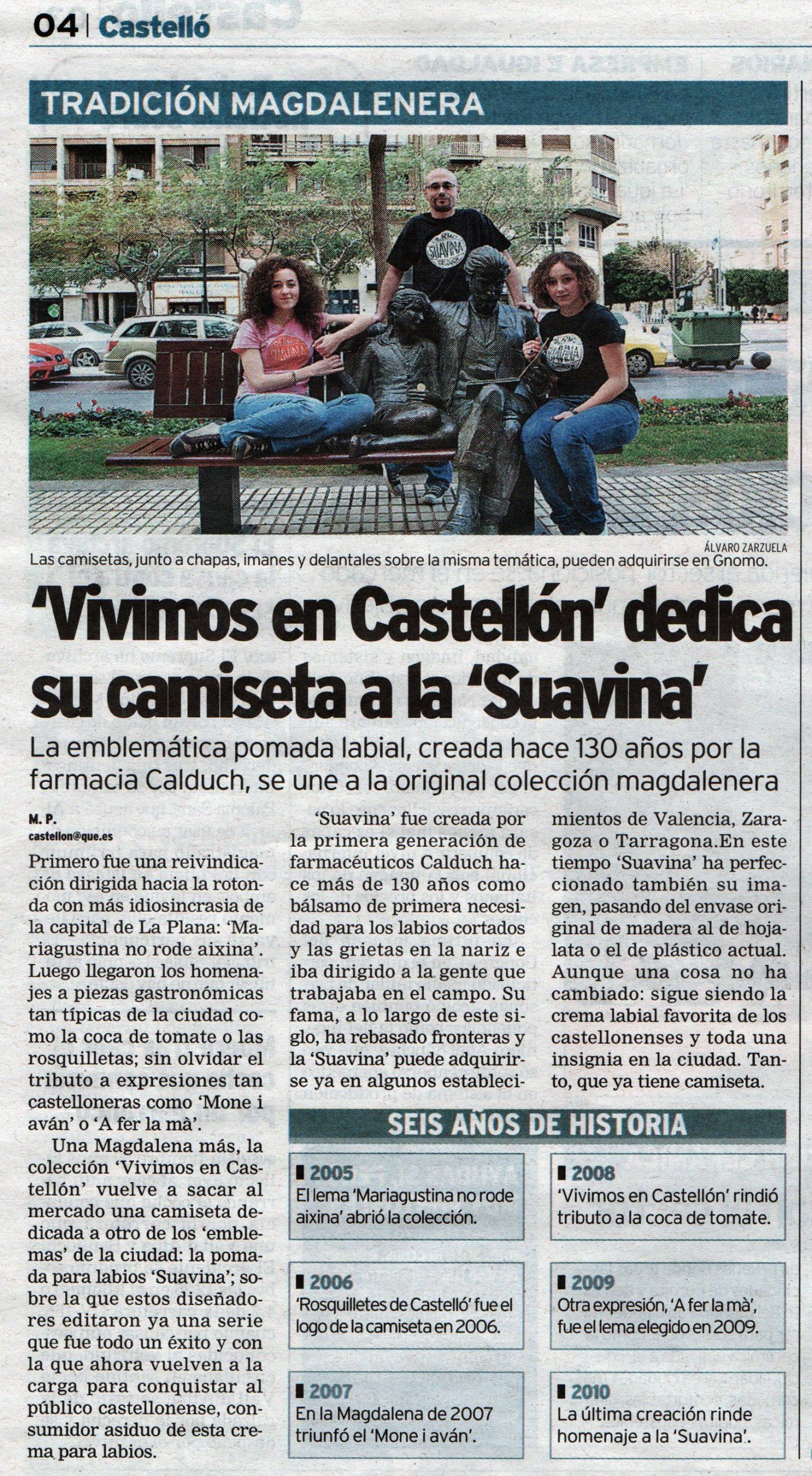 «Vivimos en Castellón dedica su camiseta a la Suavina» – 2010